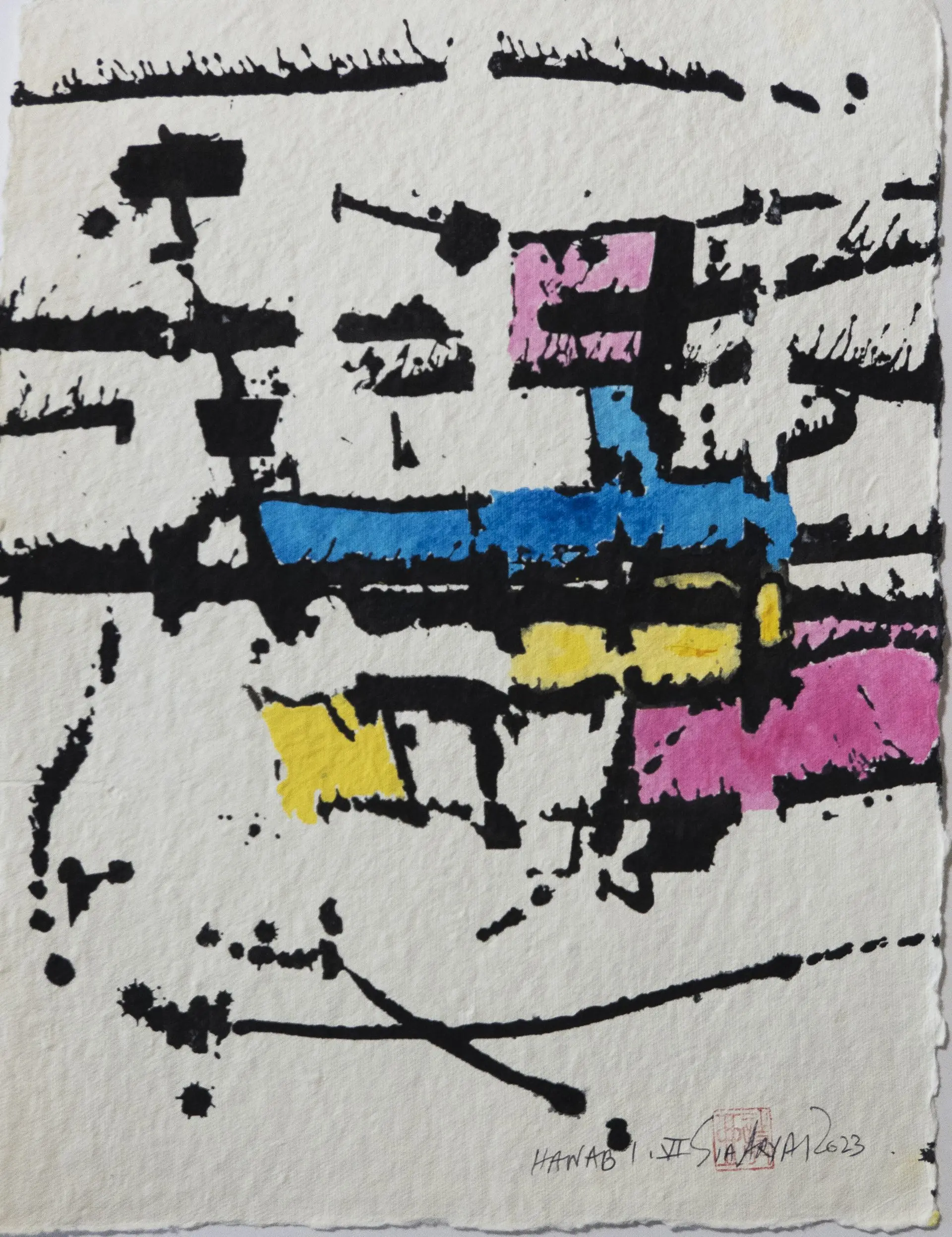 Hanabi. VI Framed abstract painting - Sia aryai