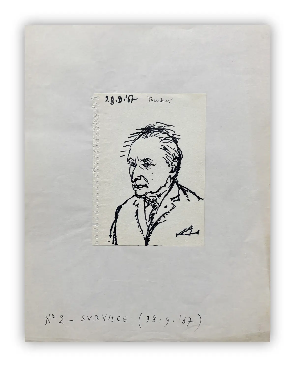 ORFEO TAMBURI (1910-1994) - Senza Titolo (Portrait de Survage), 1967