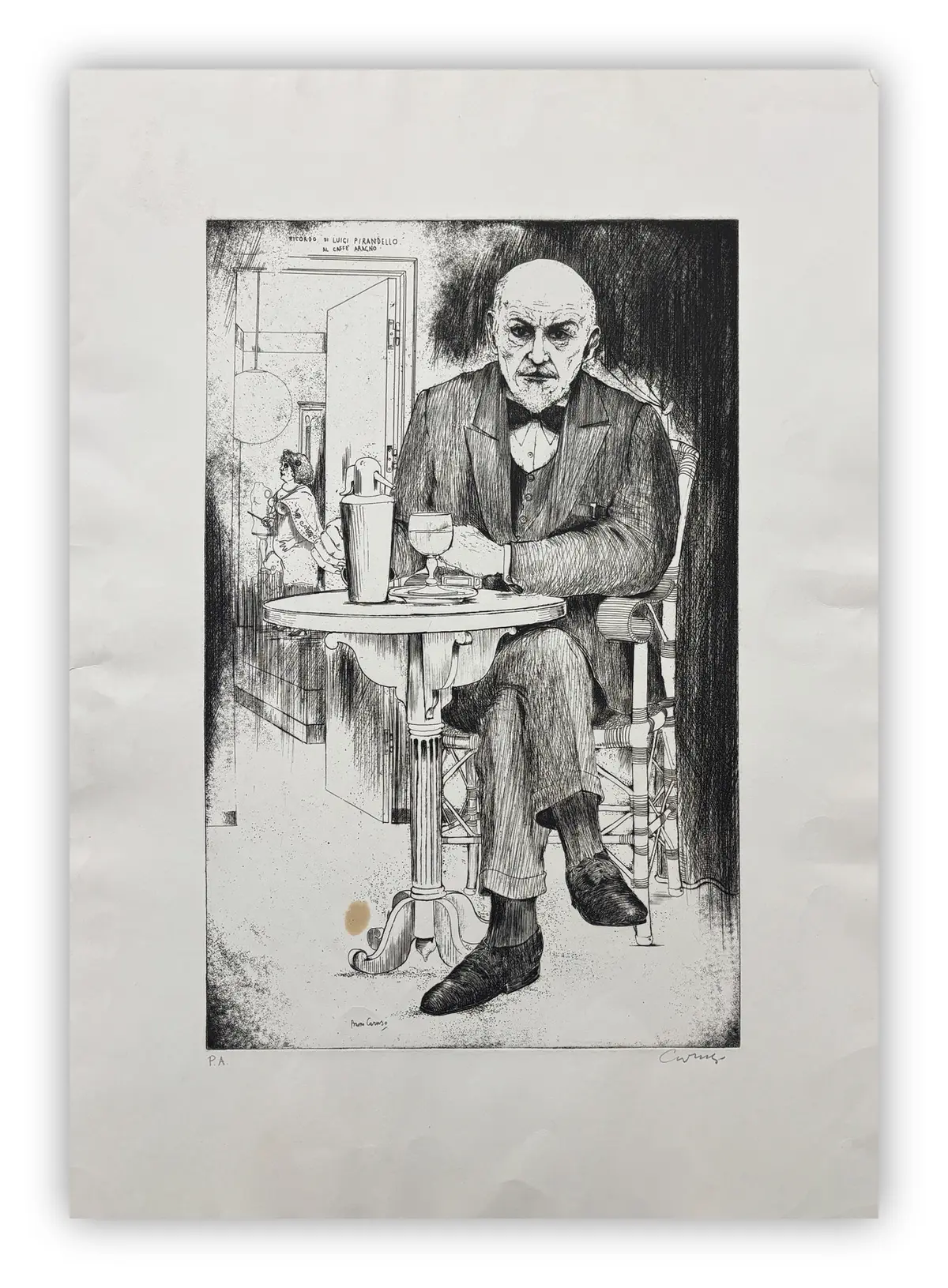 BRUNO CARUSO (1927-2018) - Ricordo di Luigi Pirandello al Caffè Aragno
