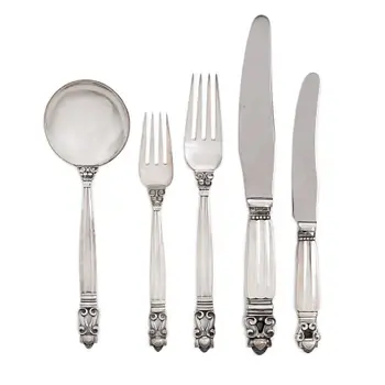 Georg Jensen, a sterling silver cutlery set, 30 pieces, model "Konge/Acorn"