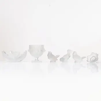 René Lalique, Six glass objects, Lalique, France, second half of the