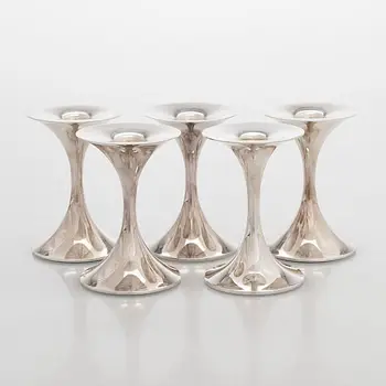 Tapio Wirkkala, A set of five silver 'Trumpet' candlesticks, Kultakeskus