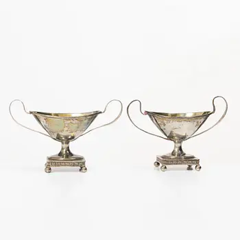 A pair of Swedish Empire silver salt cellars, mark of Nils Tornberg