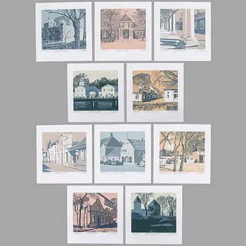 Illimar Paul, Graphics portfolio with 10 sheets, "Kuressaare", signed.
