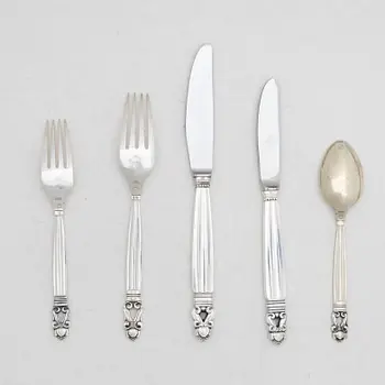 Johan Rohde, A set of sterling silver cutlery, “Konge/Acorn”, Georg