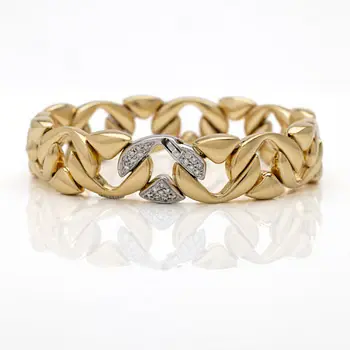 18K gold bracelet with brilliant-cut diamonds, Chiampesan, Italy.