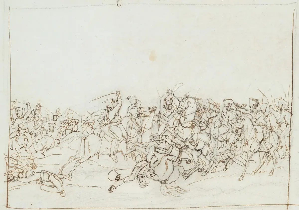 Attributed to P. HESS (1792–1871), A cavalry battle involving Napoleonic
