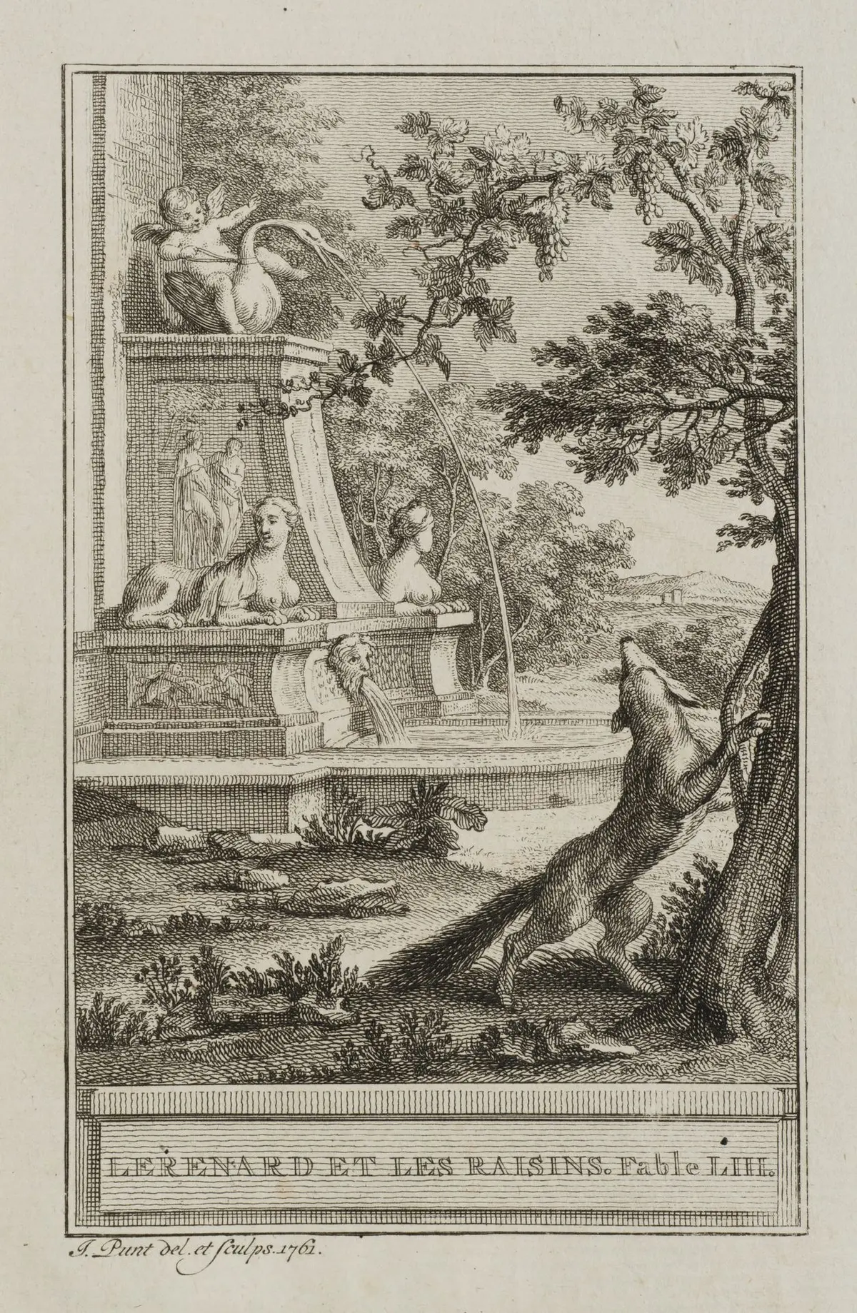 J. PUNT (1711–1779), *The Fox and the Grapes*, 1761, etching Jan Punt