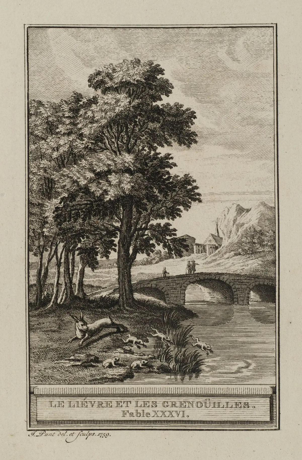 J. PUNT (1711–1779), Hare and Frogs, 1759, Etching Jan Punt (1711–1779):