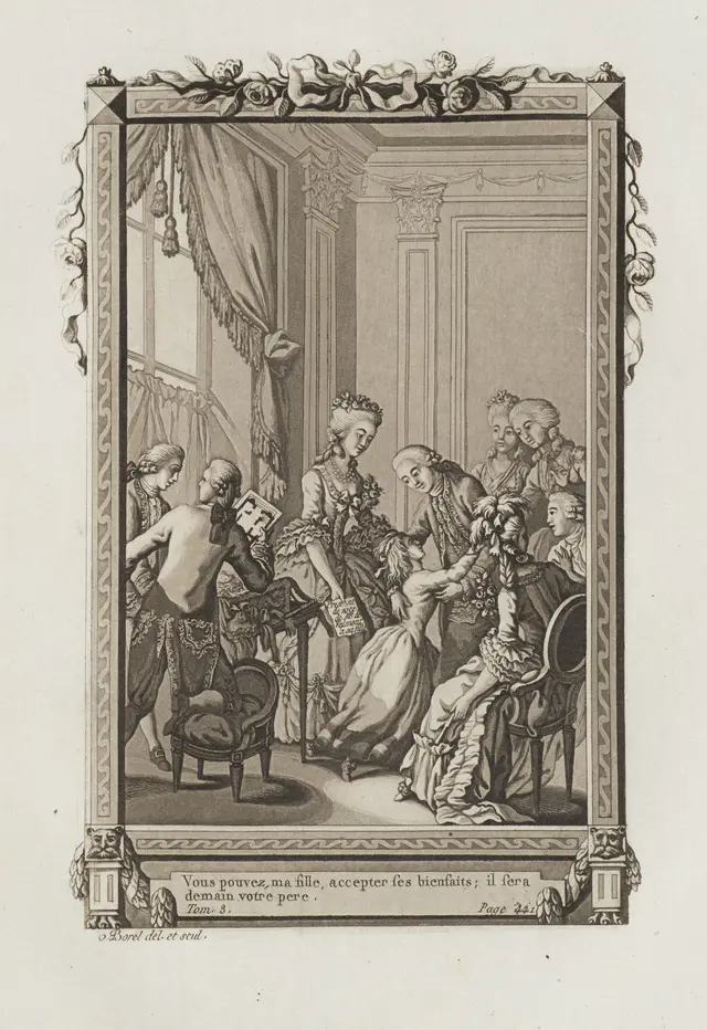 A. BOREL (1743–1810), A Courtly Scene in the Salon, Aquatint Antoine