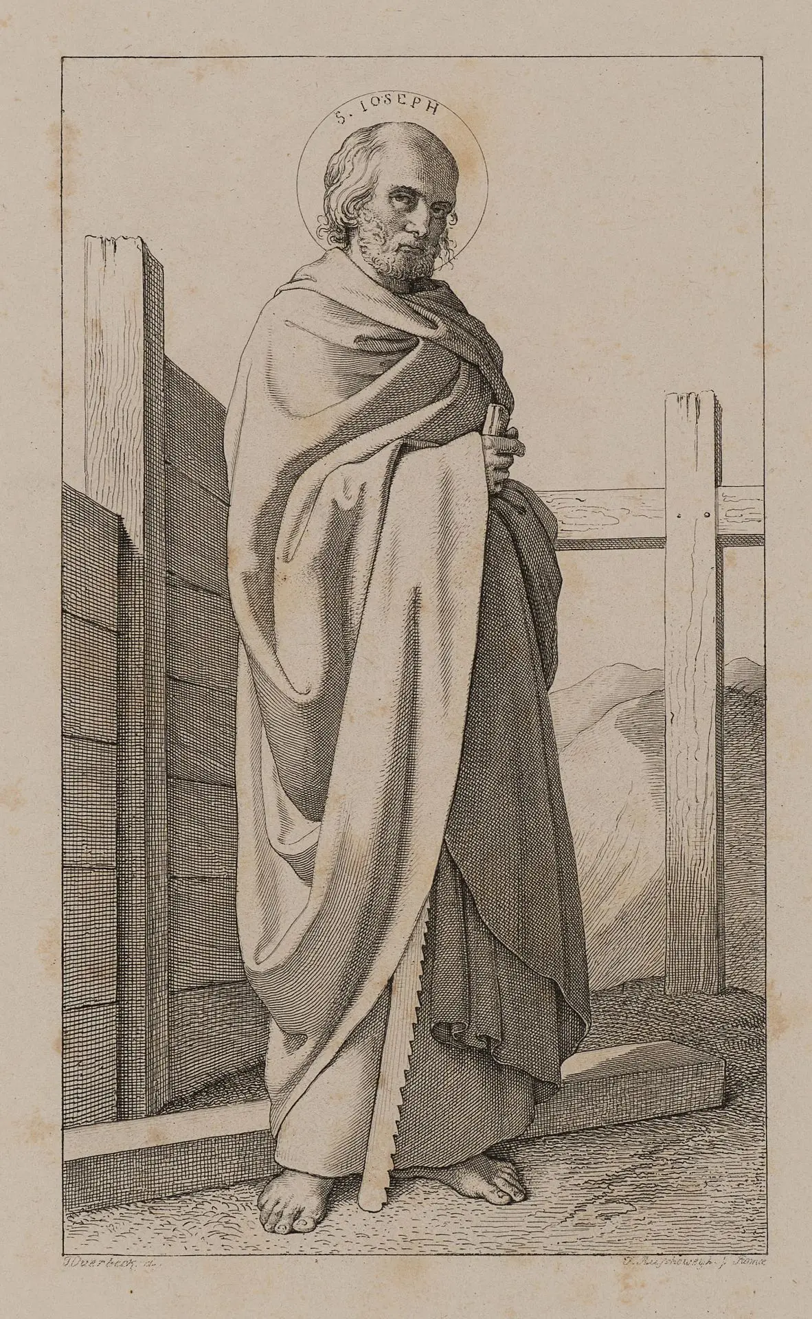 F. RUSCHEWEYH (*1785) after OVERBECK (*1789), St Joseph in a robe