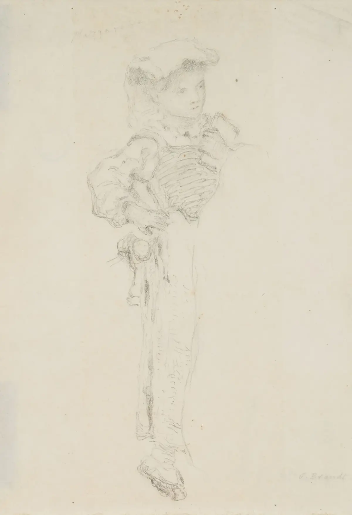 O. BRANDT (1828–1892), Sketch: A Child in Traditional Italian Dress