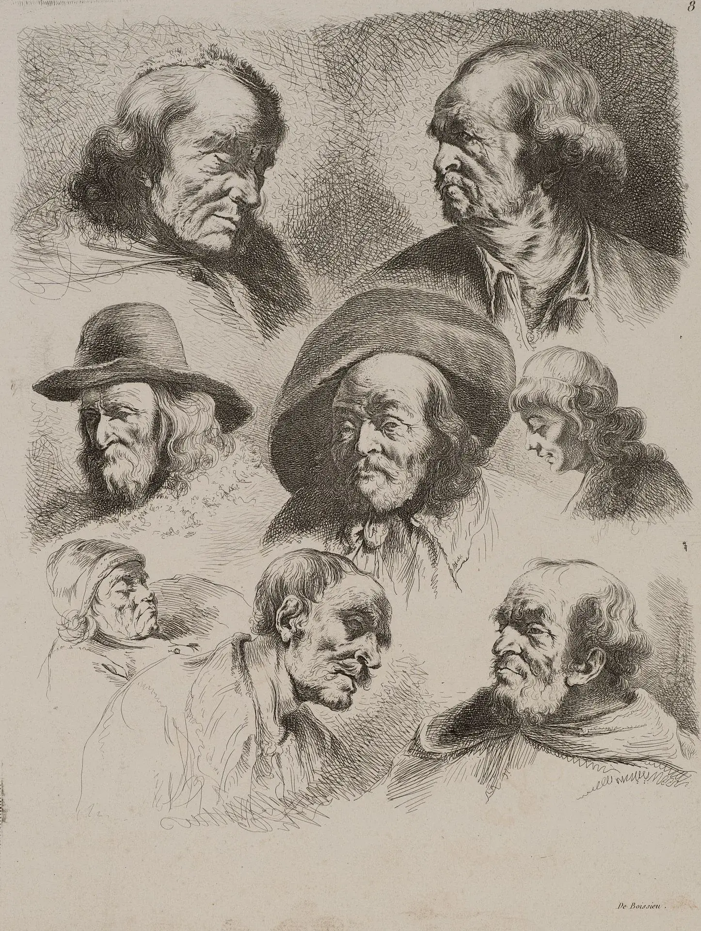 I. CLAUSSIN (*1766) after BOISSIEU (*1736), Portrait studies of older