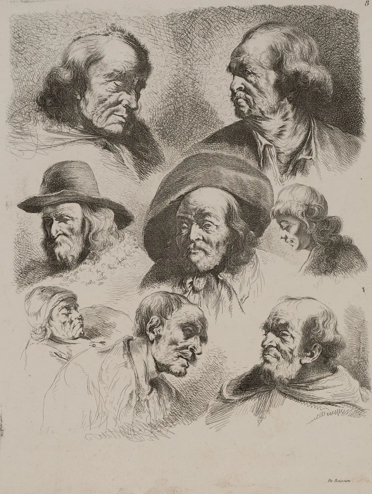 I. CLAUSSIN (*1766) after BOISSIEU (*1736), Portrait studies of older