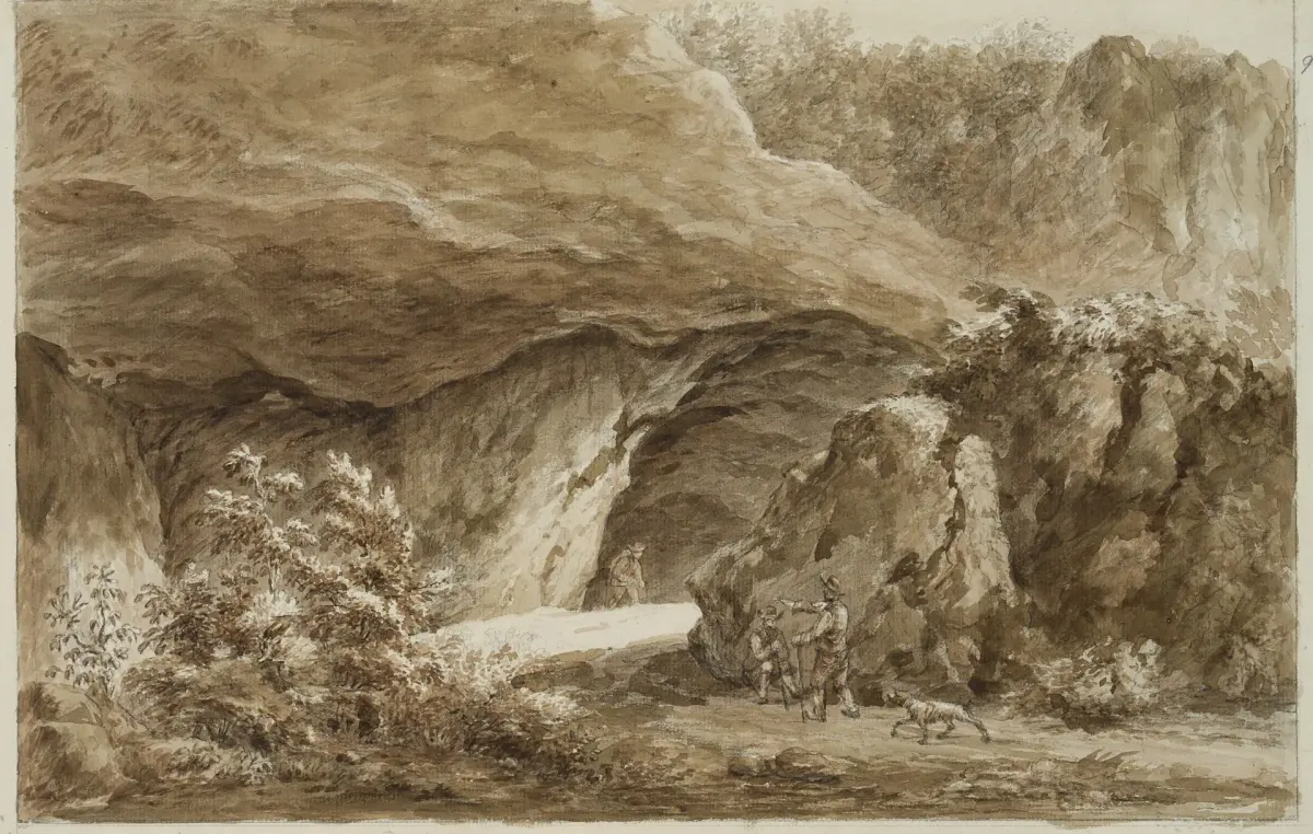 I. DUVIVIER (1758–1832), The Cave of the Sibyl at Cumae, Watercolor