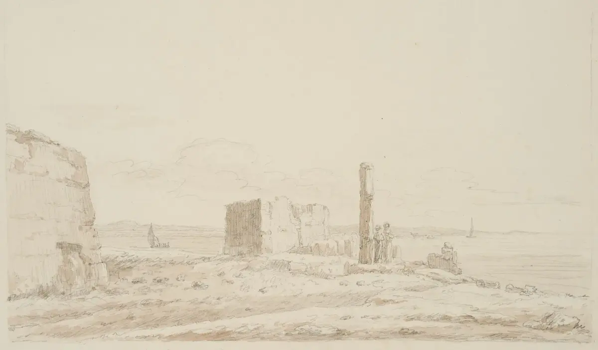 I. DUVIVIER (1758–1832), Ruins near Suez by the Red Sea, Indian ink