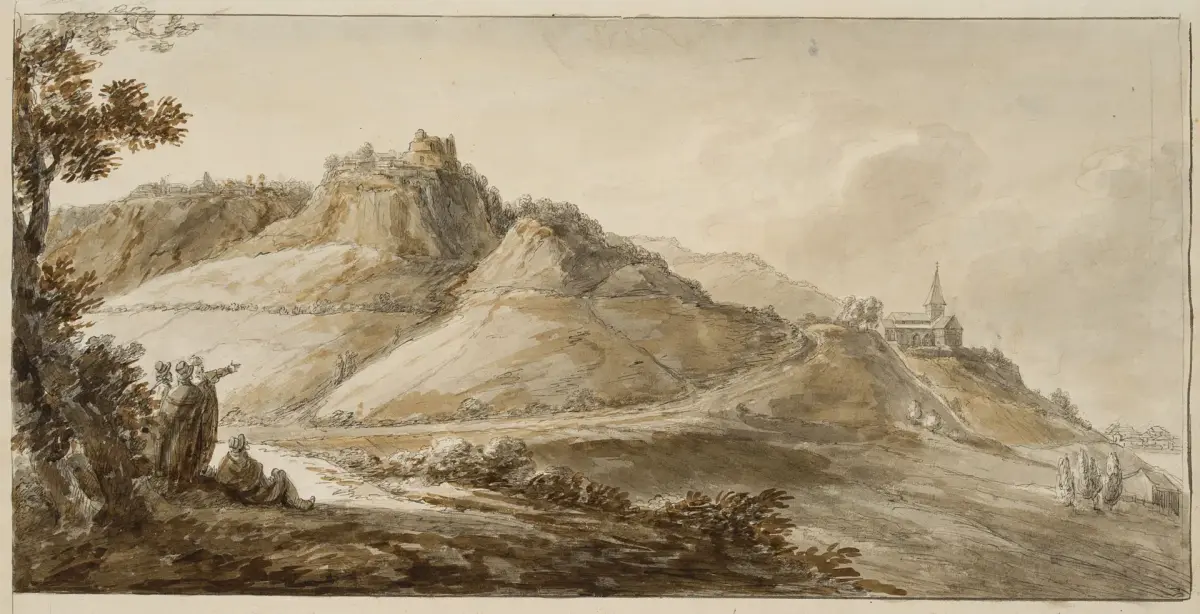 I. DUVIVIER (1758–1832), Notre Dame du Mont Abbey, Watercolor Ignace