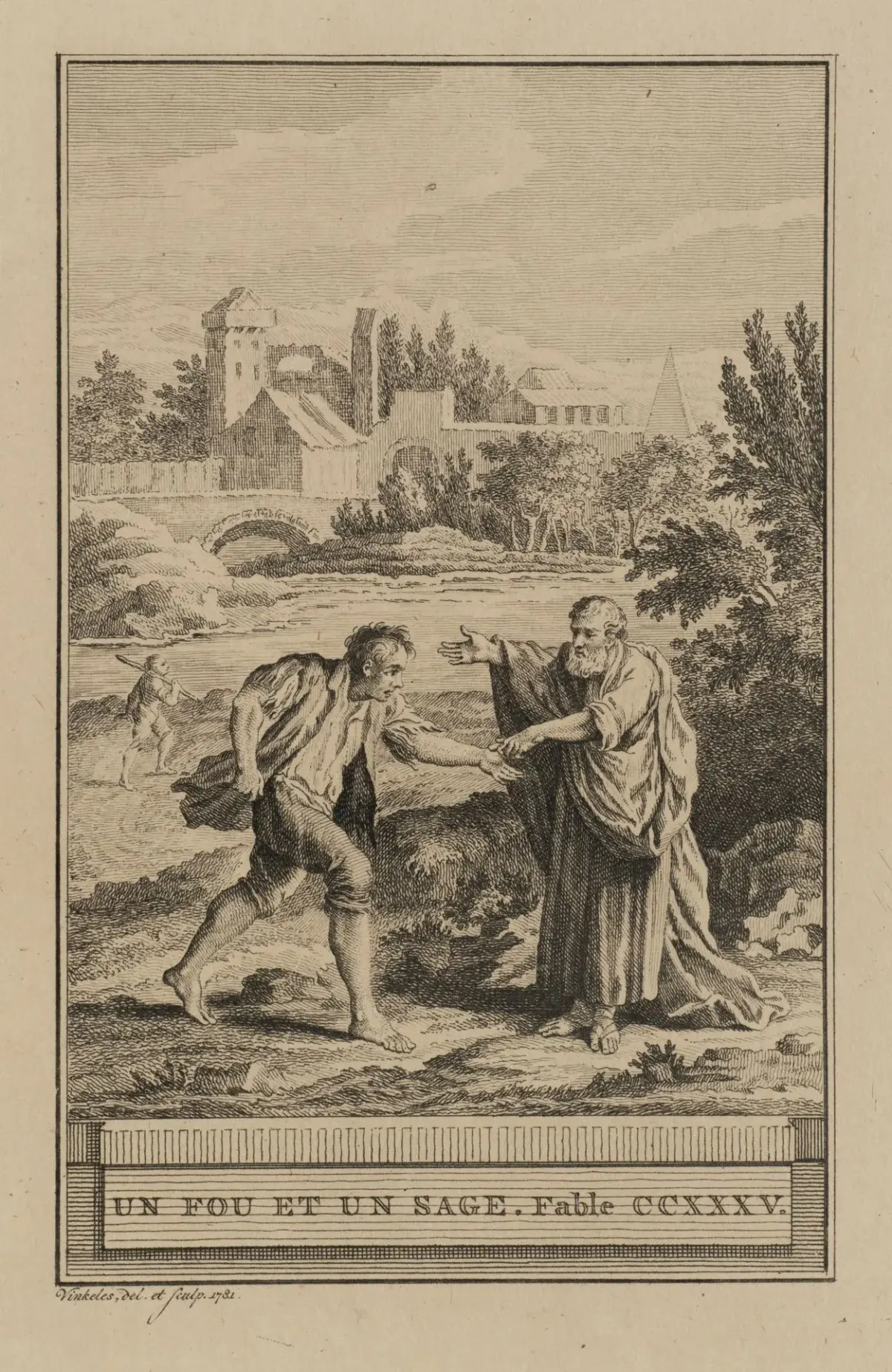 R. VINKELES (1741–1816), A Fool and a Wise Man, 1781, Etching Reinier