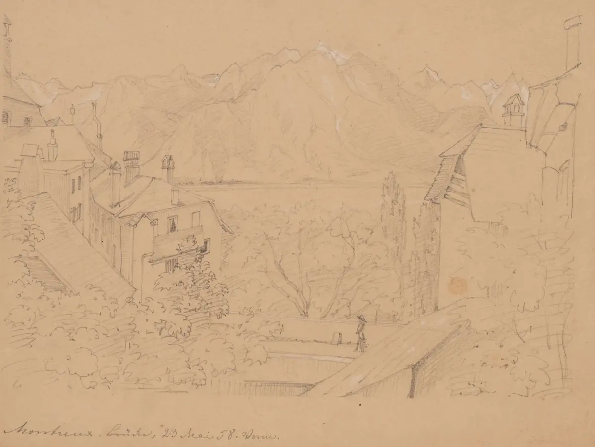 Unknown (19th), Montreux on Lake Geneva, 1858, Pencil Unknown (19th