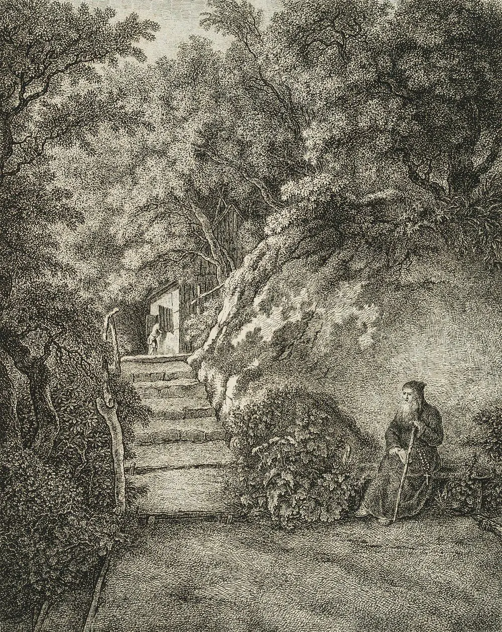 J. STEINER (1757–1818), A Hermit in the Forest, Etching Johann Conrad