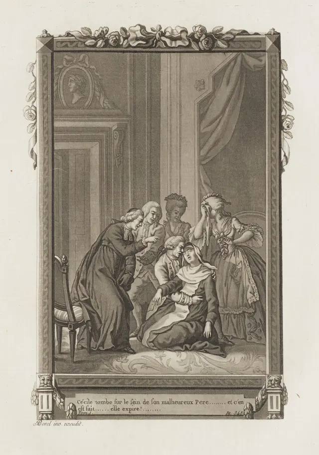 A. BOREL (1743–1810), Cécile’s Death, Aquatint Antoine Borel (1743