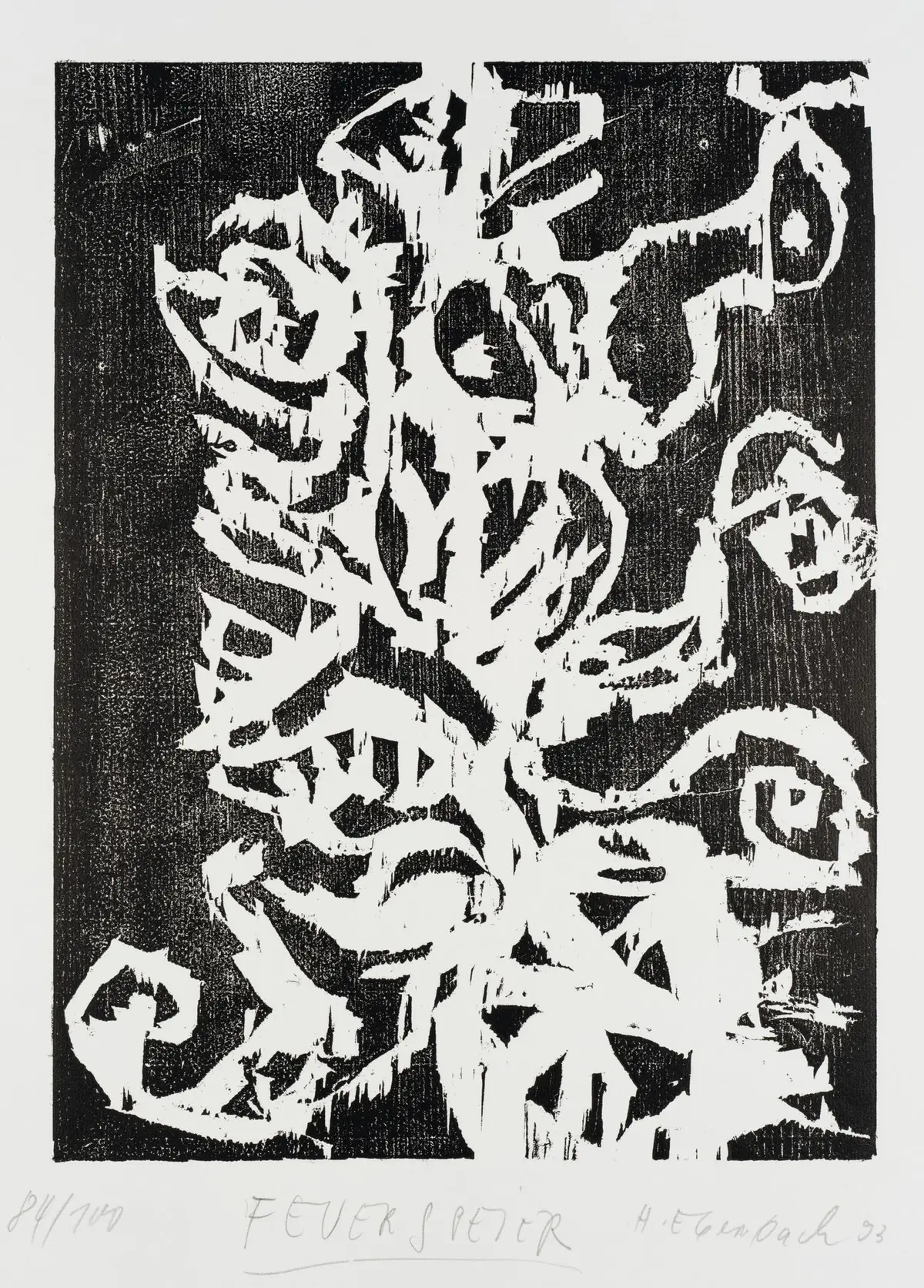 H. EBERSBACH (*1940), Fire-breather, 1993, Woodcut Hartwig Ebersbach