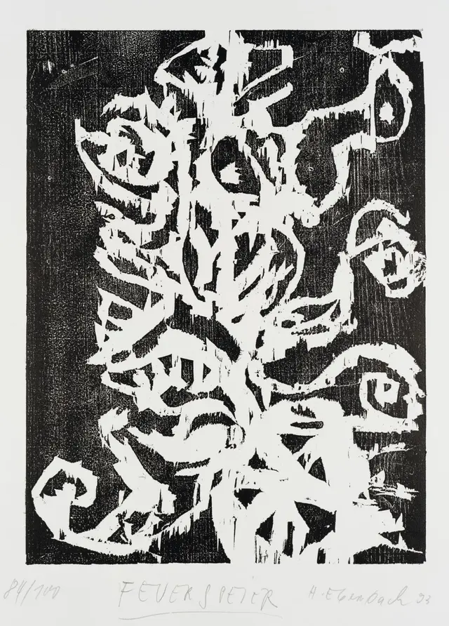H. EBERSBACH (*1940), Fire-breather, 1993, Woodcut Hartwig Ebersbach