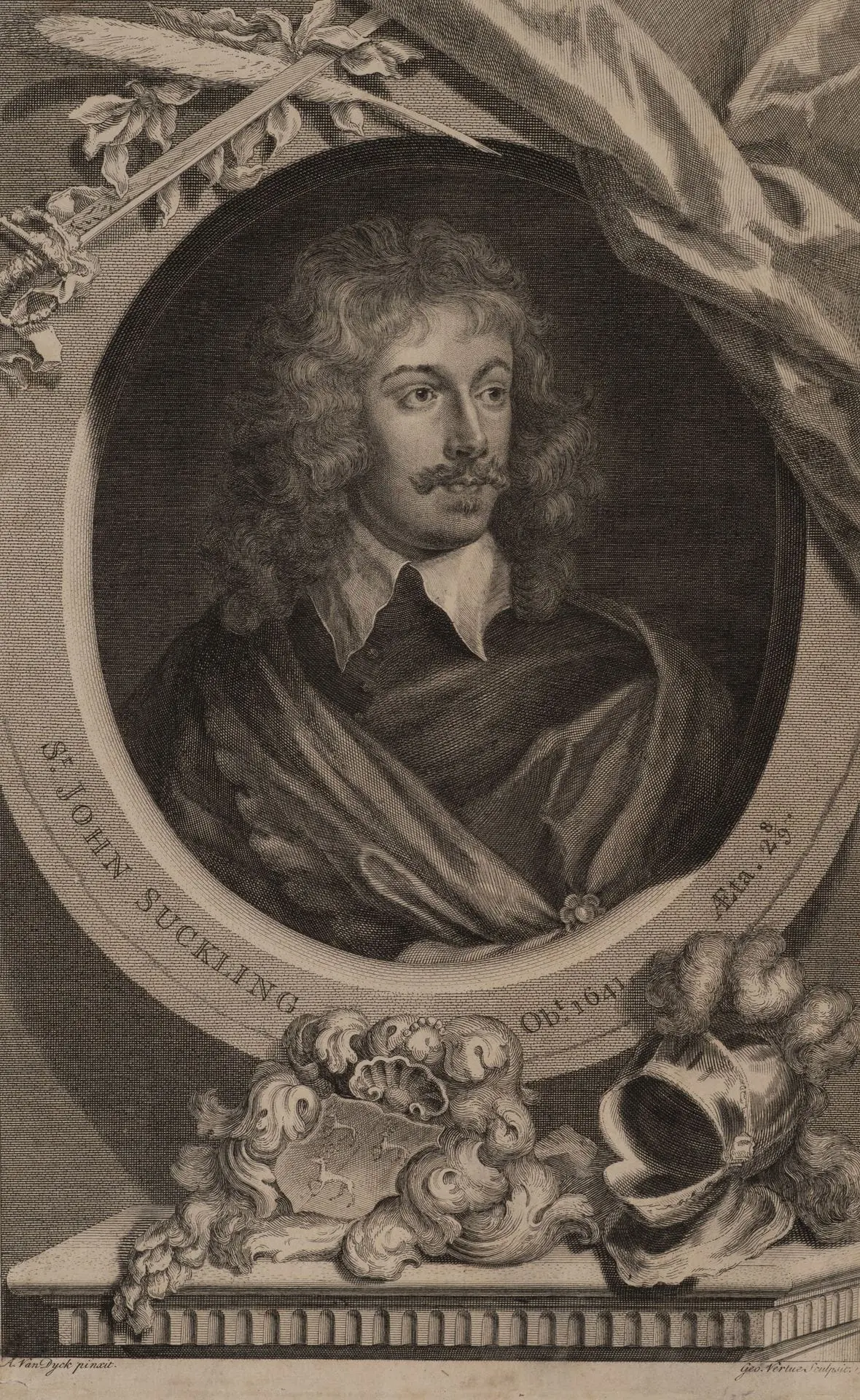G. VERTUE (*1684) after DYCK (*1599), Portrait of Sir John Suckling