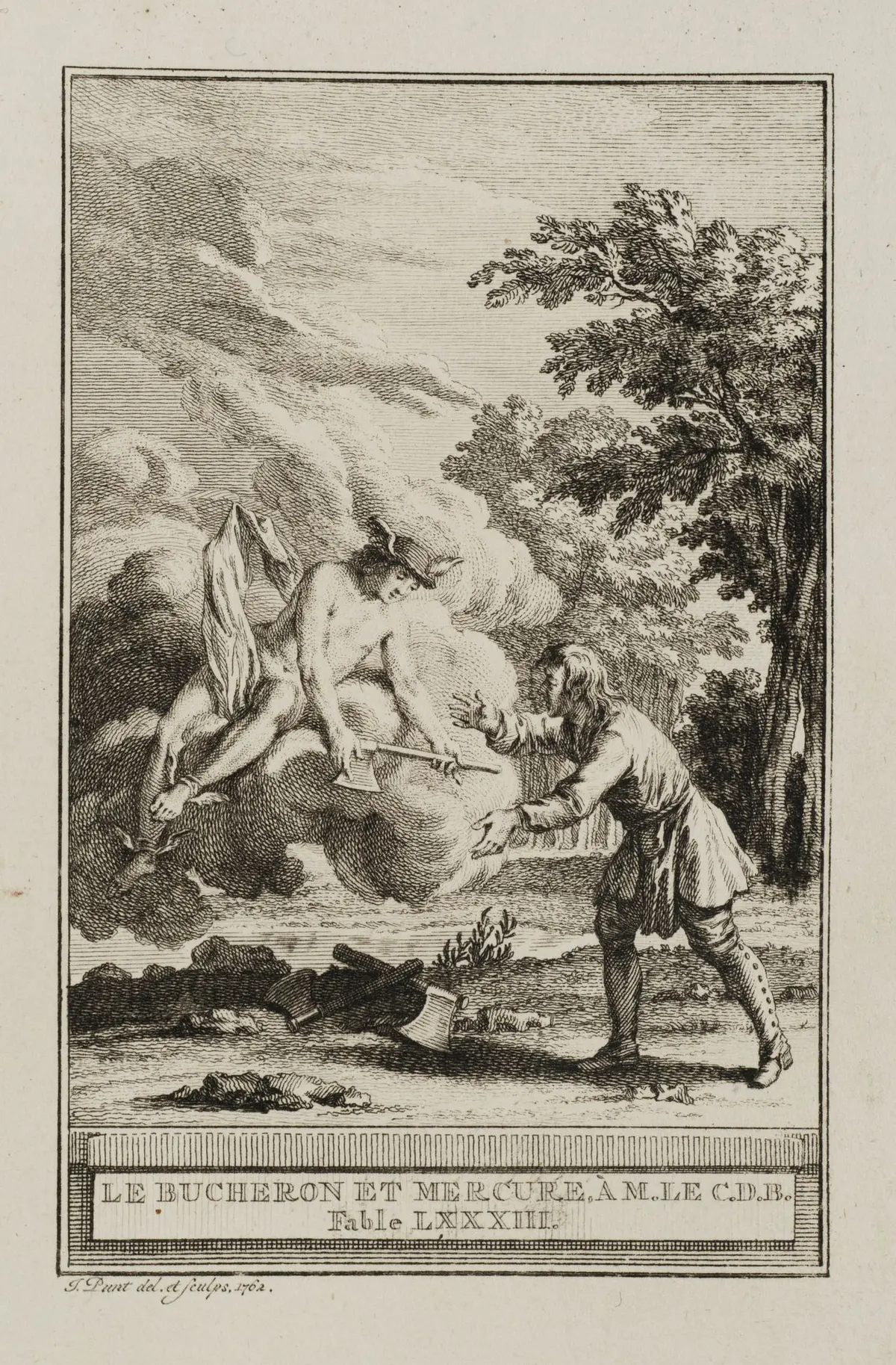 J. PUNT (1711–1779), *The Woodcutter and Mercury*, 1762, etching Jan