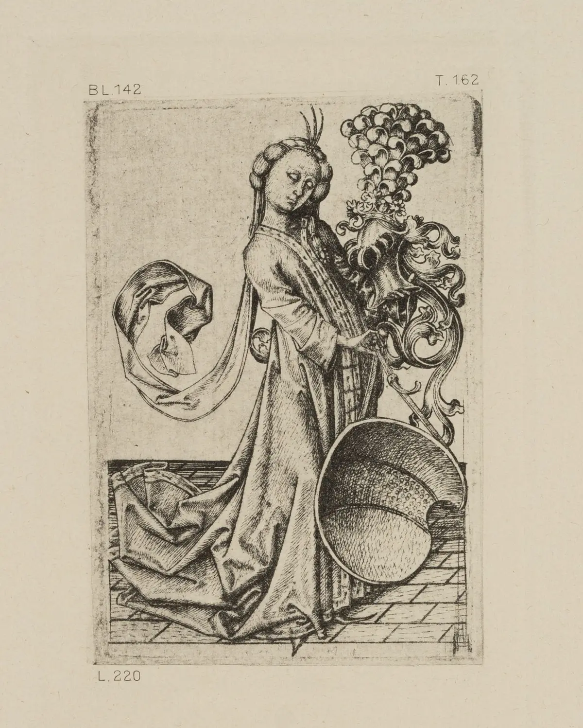 After Monogram MEISTER ES (*1450), Coat of arms bearer. Imperial print