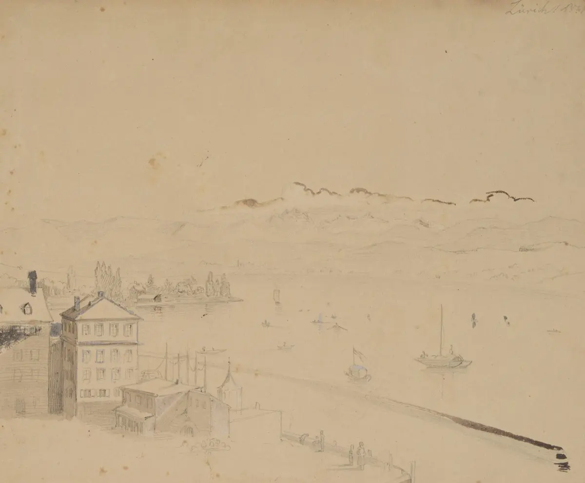 Unknown (19th century), The lakeside in Zurich, with a view of the