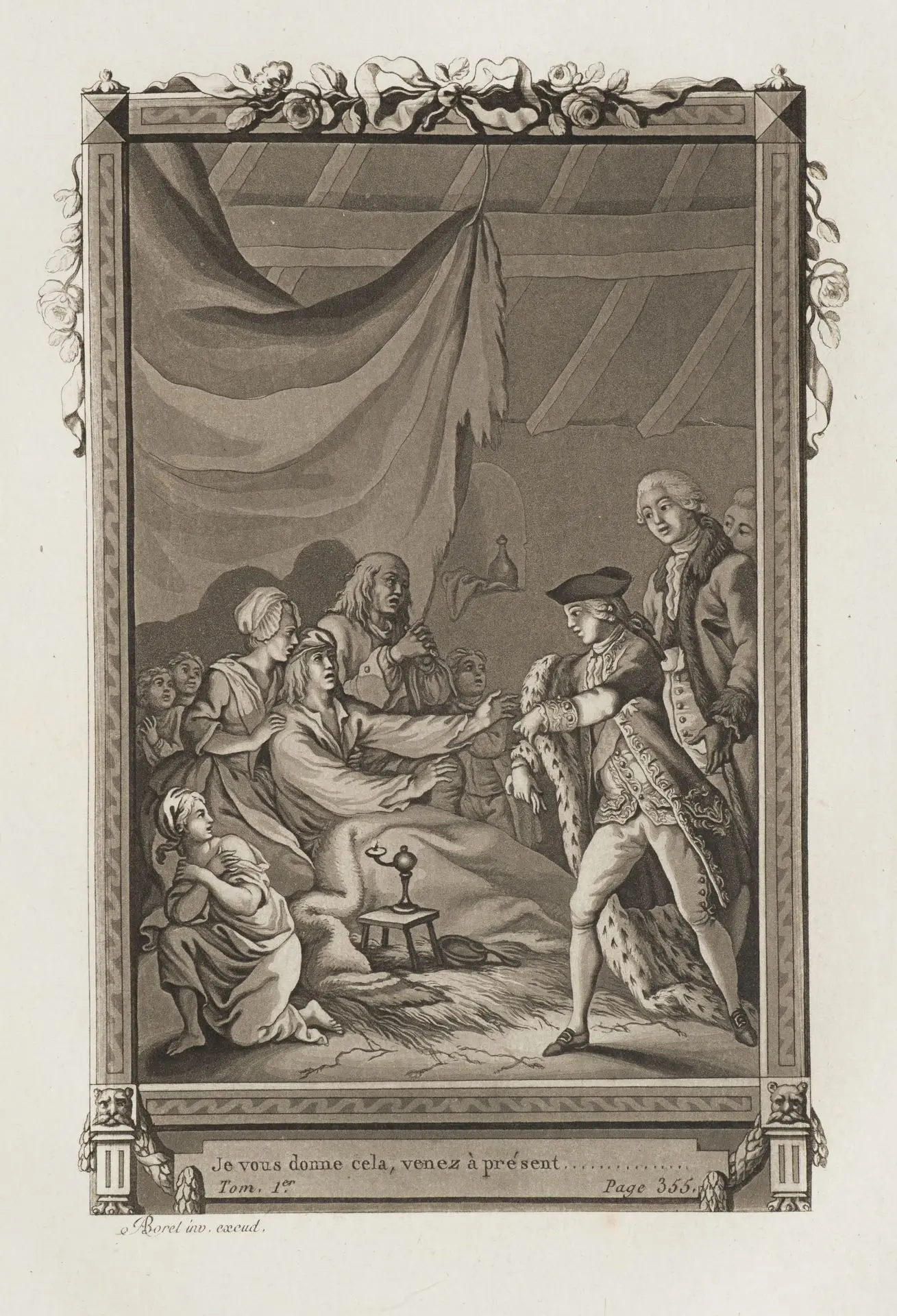 A. BOREL (1743–1810), A Nobleman in a Poor Household, Aquatint Antoine