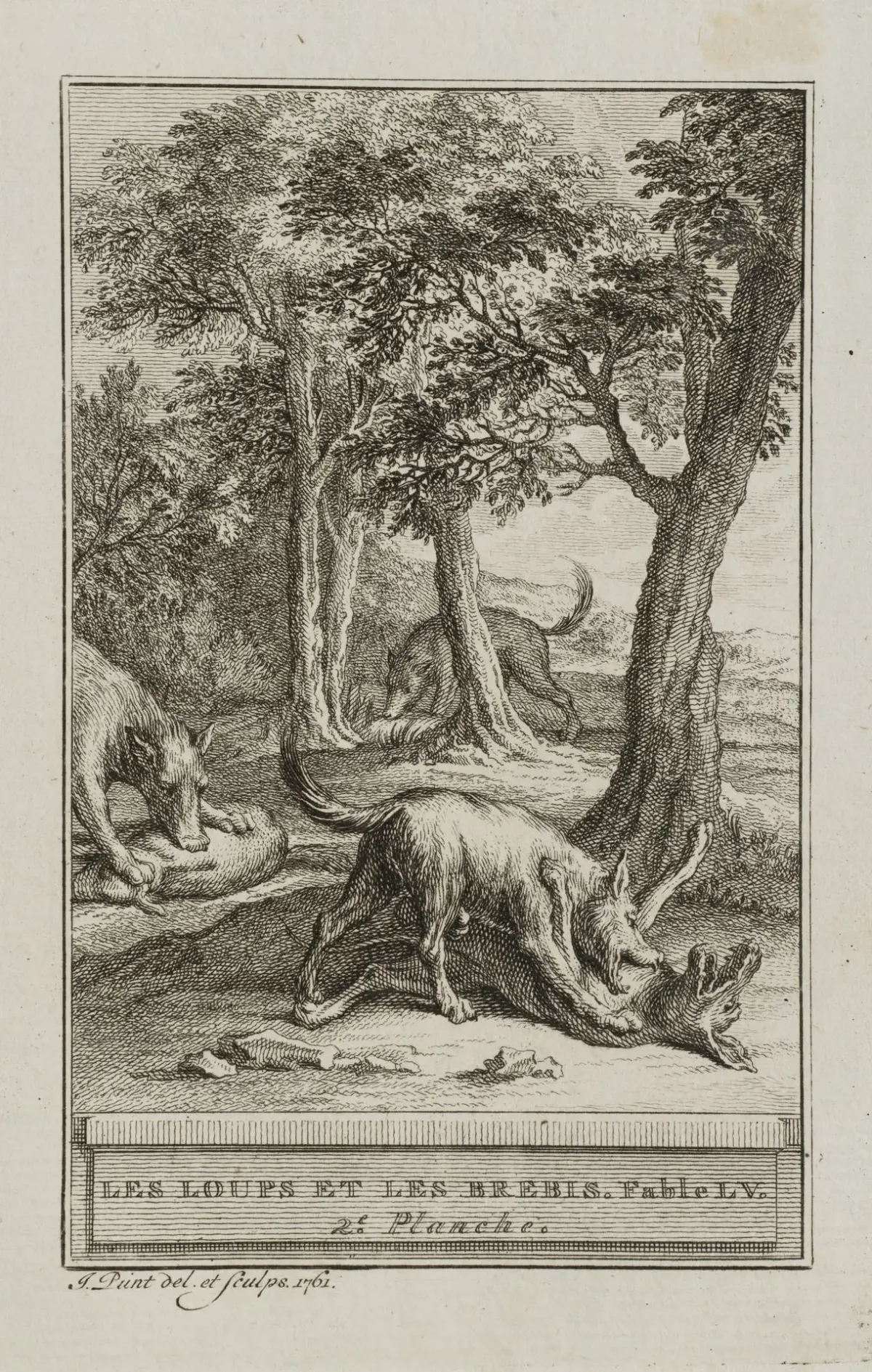 J. PUNT (1711–1779), *The Wolves and the Sheep*, 1761, etching Jan