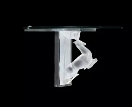 LALIQUE (FRENCH), 'CERF' MOUNTED CONSOLE TABLE, CIRCA 1960