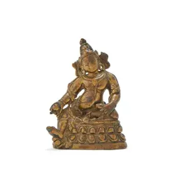 A bronze seated figure of Jambhala, North India, 15th or 16th century