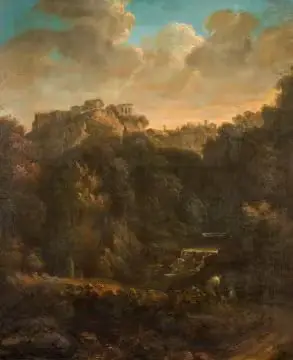 FOLLOWER OF RICHARD WILSON, THE WATERFALLS AT TIVOLI WITH A VIEW OF