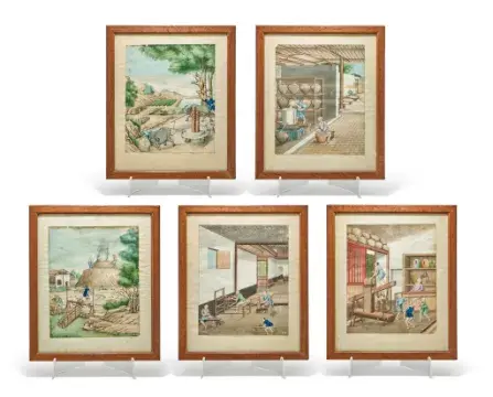A group of five Chinese export paintings, first half 19th century