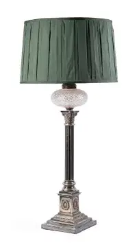 A VICTORIAN SILVER-PLATED CORINTHIAN COLUMN TABLE LAMP, CIRCA 1890