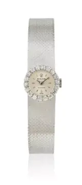 ROLEX, PRECISION, REF. 2179, A LADY'S WHITE GOLD AND DIAMOND BRACELET WATCH