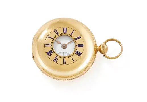 R. & H. MOLYNEUX, LONDON, AN 18 CARAT GOLD HALF HUNTER POCKET WATCH
