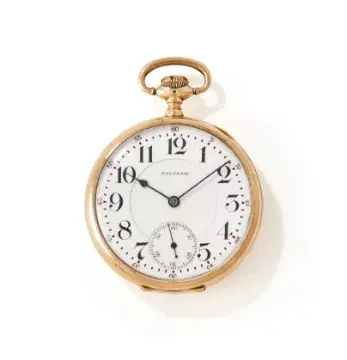 WALTHAM, A 14 CARAT GOLD KEYLESS WIND OPEN FACE POCKET WATCH