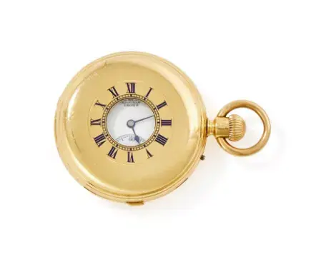 JAMES MURRAY, LONDON, AN 18 CARAT GOLD KEYLESS WIND HALF HUNTER REPEATER