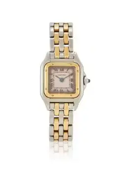 CARTIER, PANTHÈRE, REF. 1120, A LADY'S STAINLESS STEEL AND GOLD BRACELET WATCH