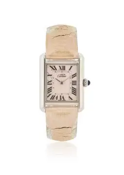 CARTIER, MUST DE CARTIER, TANK, REF. 2416, A LADY'S SILVER WRISTWATCH
