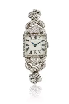 A LADY'S WHITE GOLD AND DIAMOND COCKTAIL WATCH, NO. 9327