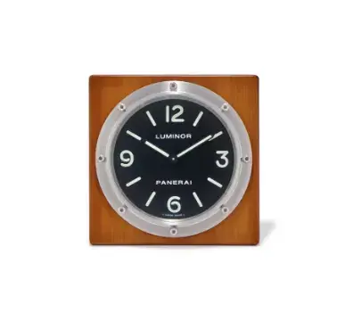 PANERAI, LUMINOR, REF. OP6586, A STAINLESS STEEL AND WOOD DESK CLOCK
