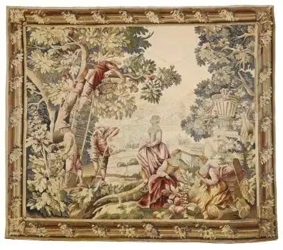 AN AUBUSSON HARVEST TAPESTRY, IN EARLY 18TH CENTURY STYLE, 19TH CENTURY