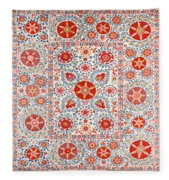 A SUZANI SILK EMBROIDERY PANEL, UZBEKISTAN, LATE 19TH CENTURY