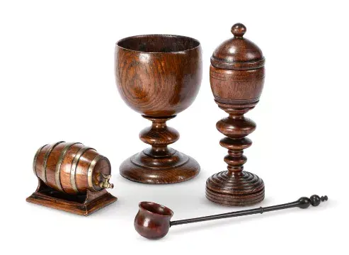 A GROUP OF FOUR TREEN OBJECTS, MID 18TH TO LATE 19TH CENTURY