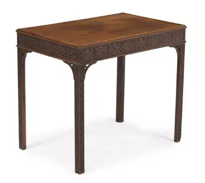 A GEORGE III MAHOGANY AND BLIND FRETWORK SILVER OR CENTRE TABLE, CIRCA 1760